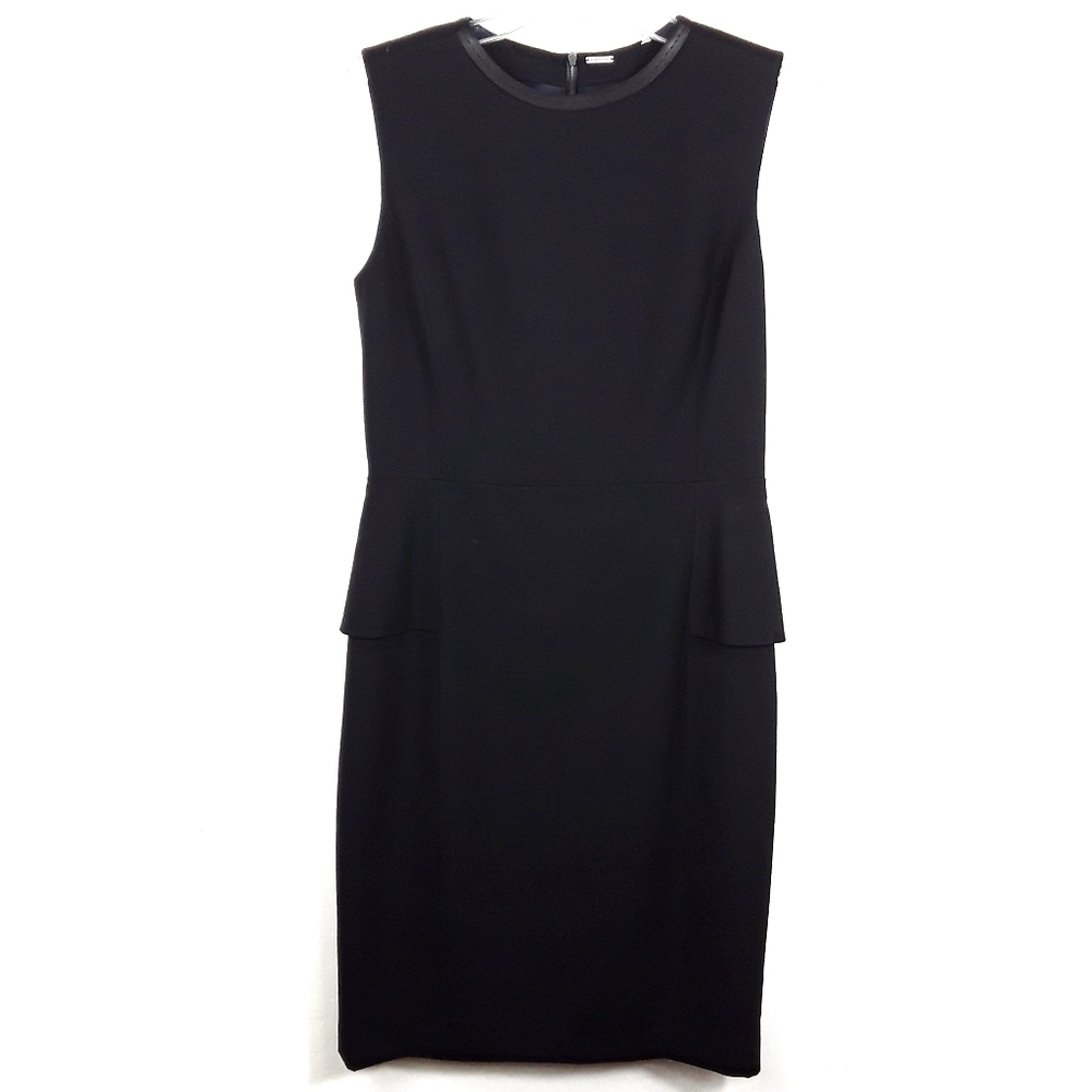 💜 Elie Tahari | Sleeveless Wool Dress W Lamb Leather